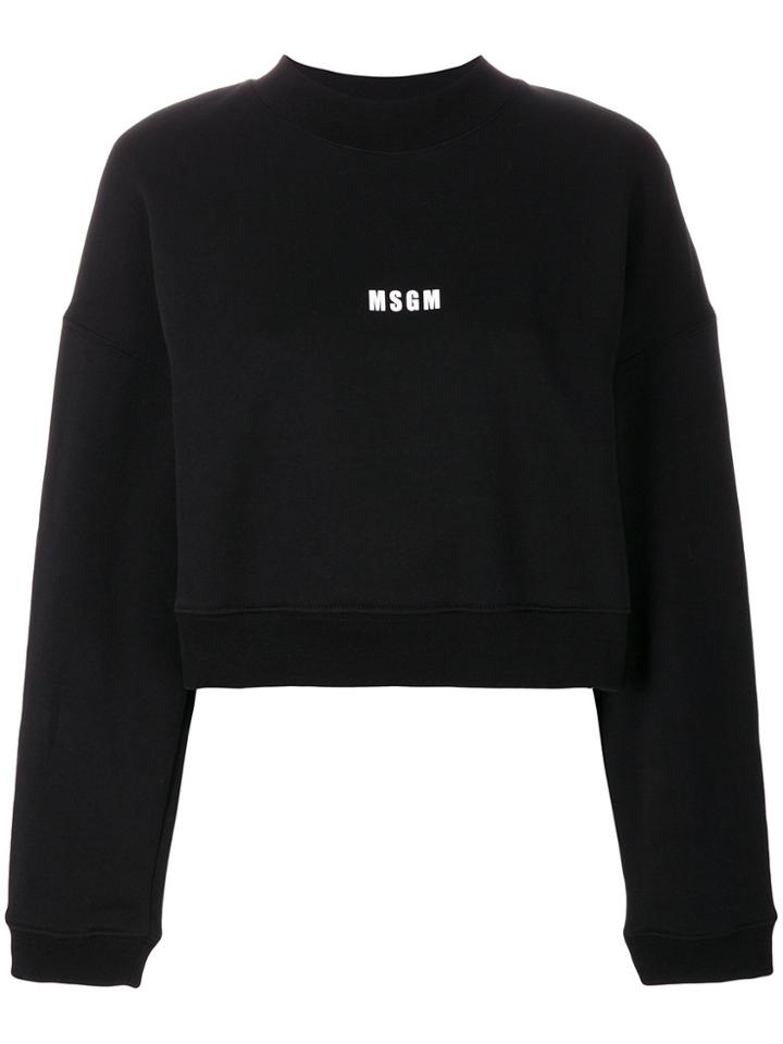 Msgm Cropped Logo Sweatshirt - Black