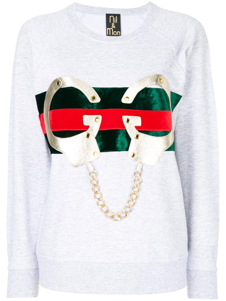 Nil & Mon Chain Embroidered Sweatshirt - Grey