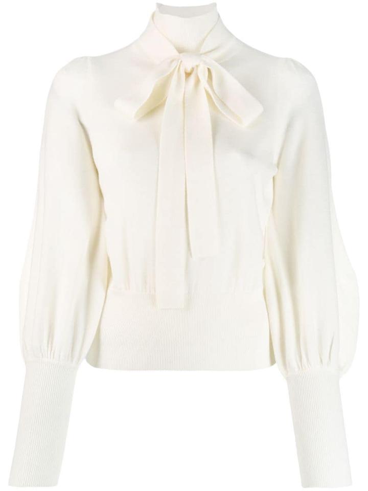 Zimmermann Tie-neck Knitted Top - White