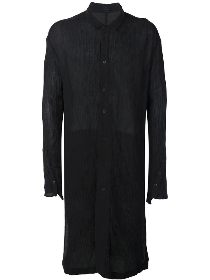 Lost & Found Ria Dunn Knee Length Button Down Semi Sheer Shirt, Men's, Size: Small, Black, Silk/cotton