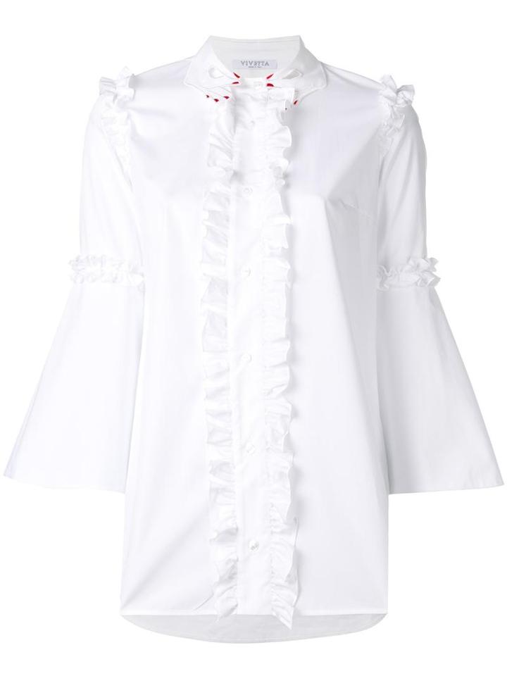 Vivetta Ruffled Detail Shirt, Women's, Size: 38, White, Cotton
