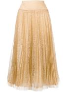 Ermanno Scervino Pleated Lace Skirt - Neutrals