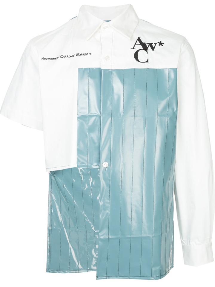 A-cold-wall* Asymmetric Contrasting Panel Shirt - Blue