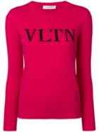 Valentino Logo Embroidered Sweater - Pink & Purple