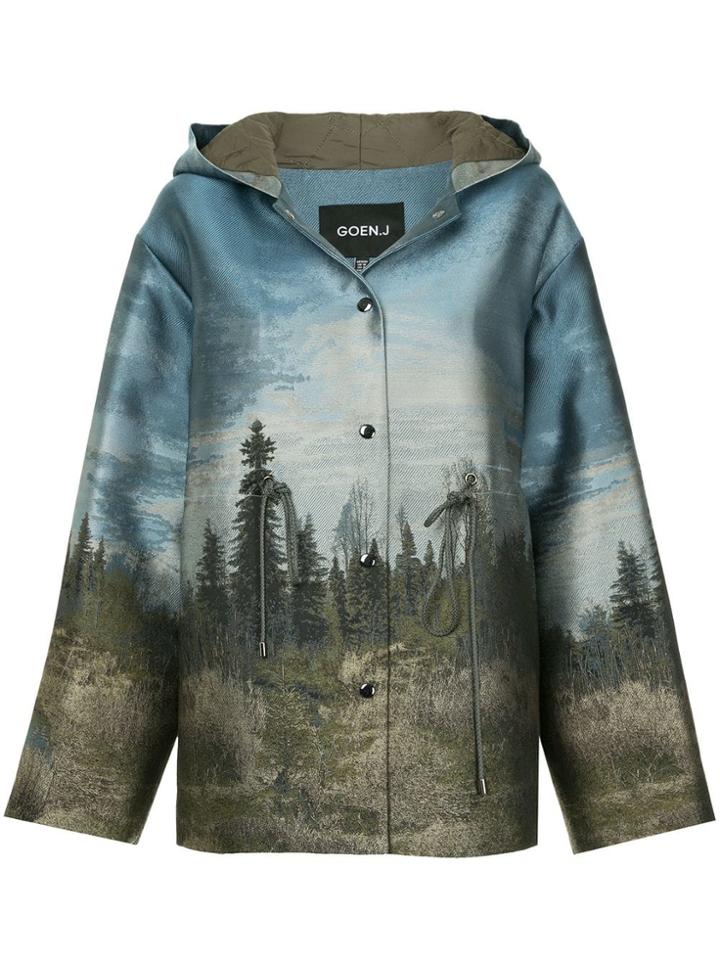 Goen.j Landscape Jacquard Jacket - Blue