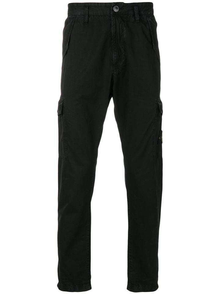 Stone Island Straight-leg Cargo Trousers - Black