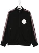 Moncler Kids Logo Tape Zipped Sweatshirt - Black