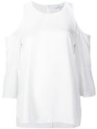 Tibi Cold Shoulder Top, Women's, Size: 10, White, Silk