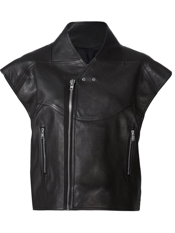 Rick Owens Cropped Biker Jacket, Women's, Size: 44, Black, Leather