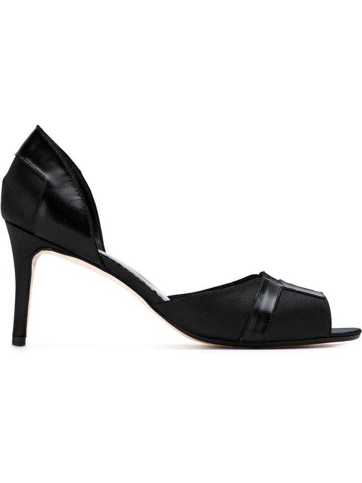 Sarah Chofakian Peep Toe Pumps - Black