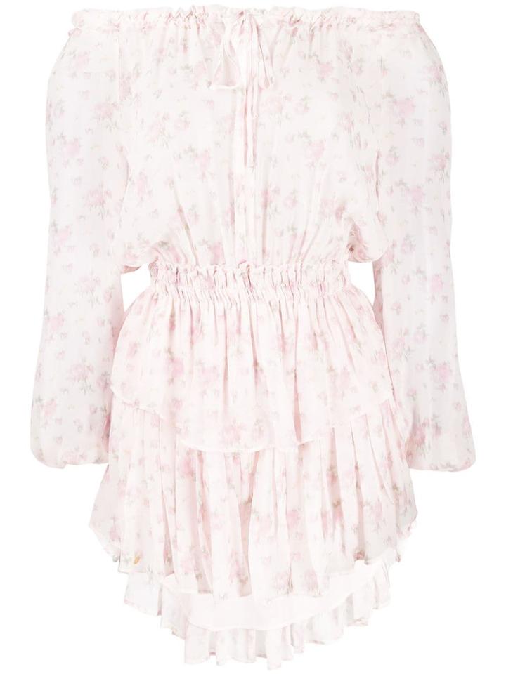 Love Shack Fancy Off-the-shoulder Floral-print Dress - Pink