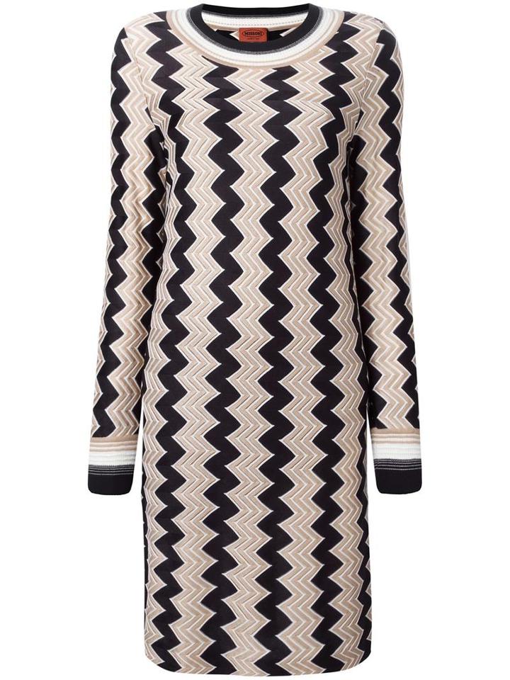Missoni Zig Zag Pattern Dress, Women's, Size: 48, Black, Silk/spandex/elastane/rayon/wool