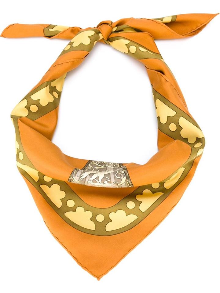 Hermès Vintage Diane Cognac Printed Scarf, Women's, Yellow/orange