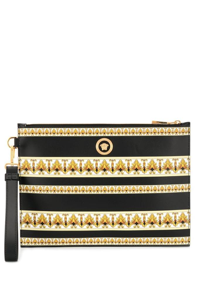 Versace Medusa Detail Printed Clutch - Black