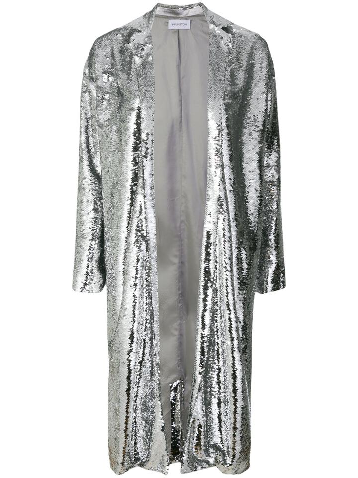 16arlington Sequin Longline Coat - Grey