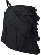 Issey Miyake Asymmetric Ruffle Tank, Women's, Size: 3, Black, Polyester
