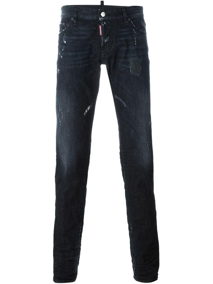 Dsquared2 Slim Jeans, Men's, Size: 52, Black, Cotton/spandex/elastane/polyester/calf Leather