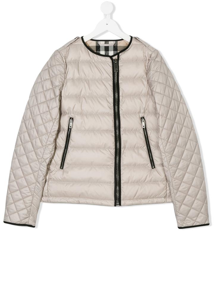 Burberry Kids Diamond Quilt Padded Jacket - Nude & Neutrals