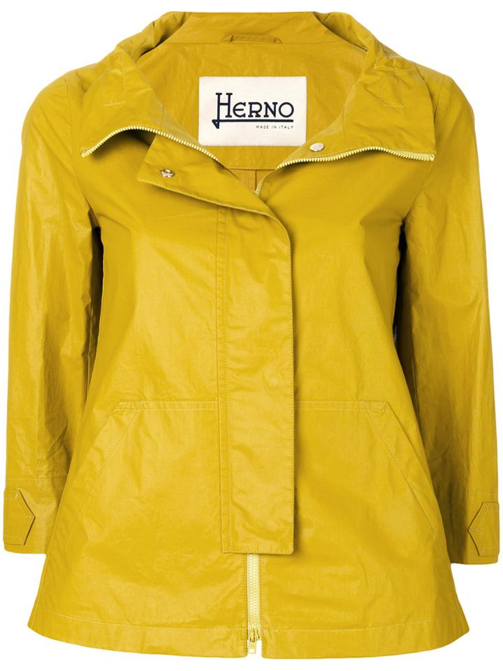 Herno Funnel Neck Cropped Jacket - Yellow & Orange
