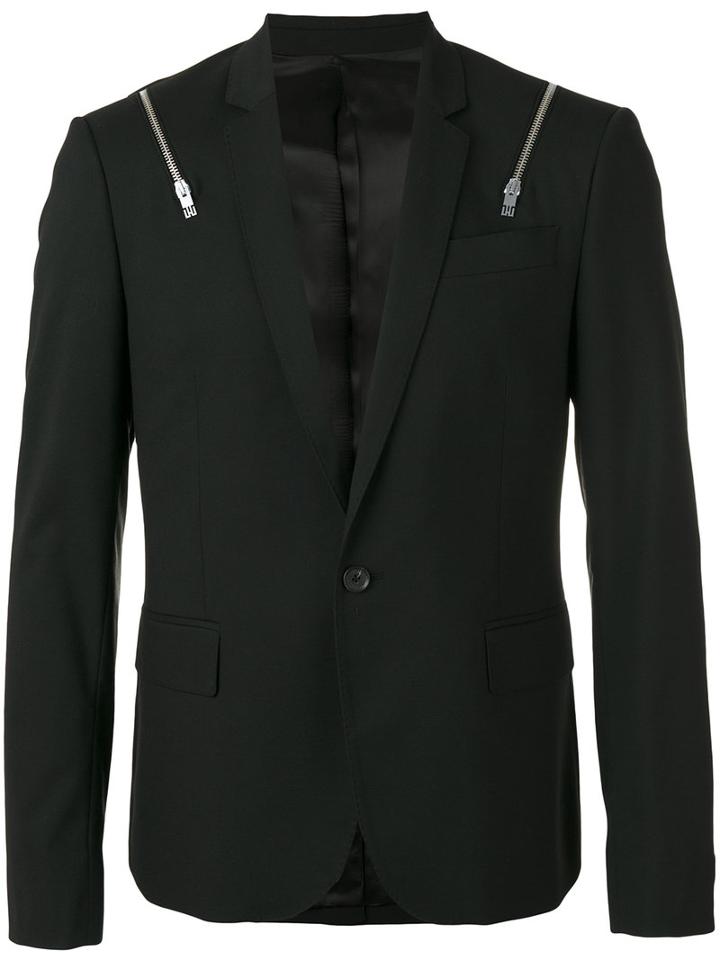 Les Hommes Zips Blazer, Men's, Size: 46, Black, Polyester/viscose/wool/spandex/elastane