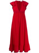 Red Valentino Frill Detailed V-neck Dress