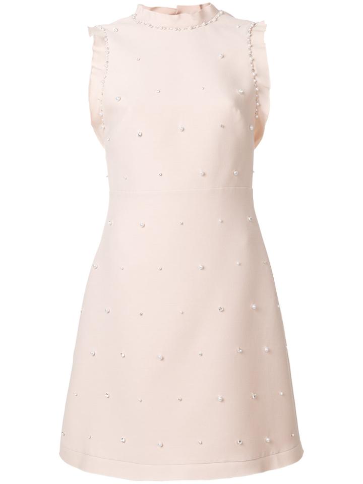 Miu Miu Pearl And Jewel Embellished Dress - Pink & Purple