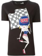 Love Moschino Printed T-shirt, Women's, Size: 42, Black, Cotton/spandex/elastane