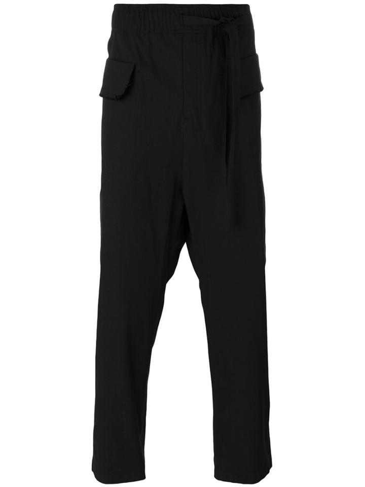 Damir Doma - Raw Hem Drop Crotch Trousers - Men - Cotton - L, Black, Cotton