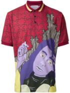 J.w.anderson Face Print Polo Shirt, Men's, Size: Large, Red, Cotton