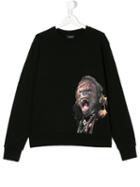 Marcelo Burlon County Of Milan Kids - Gorilla Print Sweatshirt - Kids - Cotton/polyester - 14 Yrs, Black