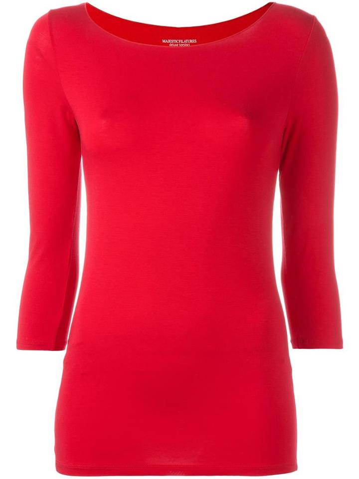 Majestic Filatures Three-quarters Sleeve T-shirt, Women's, Size: I, Red, Viscose/spandex/elastane