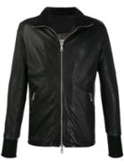 Giorgio Brato High Neck Leather Jacket - Black