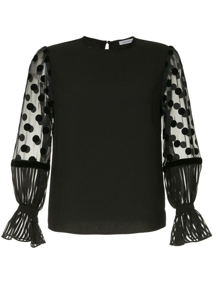 Guild Prime Sheer Polka-dot Sleeve Blouse - Black