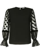 Guild Prime Sheer Polka-dot Sleeve Blouse - Black