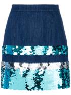Miu Miu Sequin-embellished Denim Mini Skirt - Blue