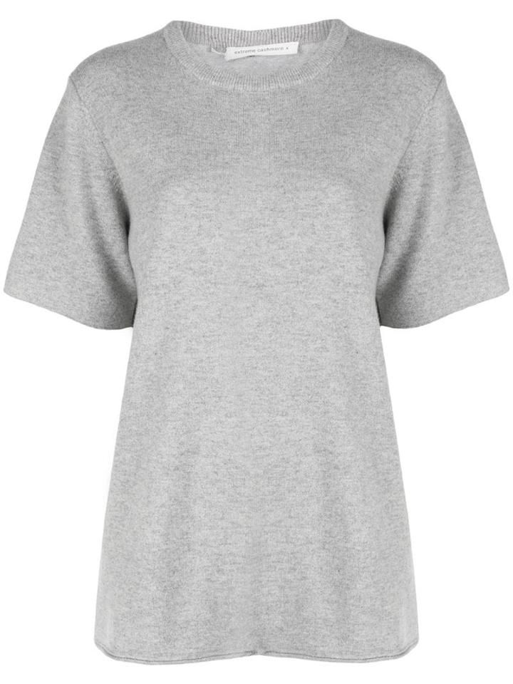 Extreme Cashmere Short Sleeved Knit Top - Grey
