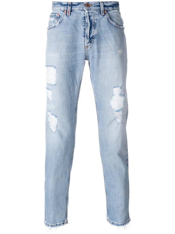 Dondup Distressed Straight Leg Jeans - Blue