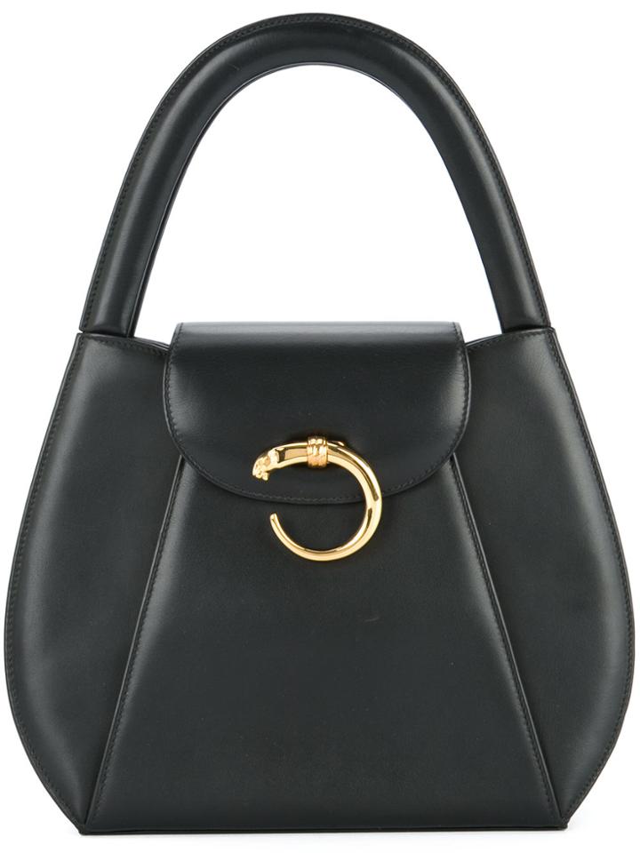 Cartier Vintage Panther Logo Tote - Black