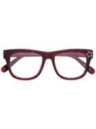 Stella Mccartney Eyewear Rectangle Frame Star Detail Glasses - Red
