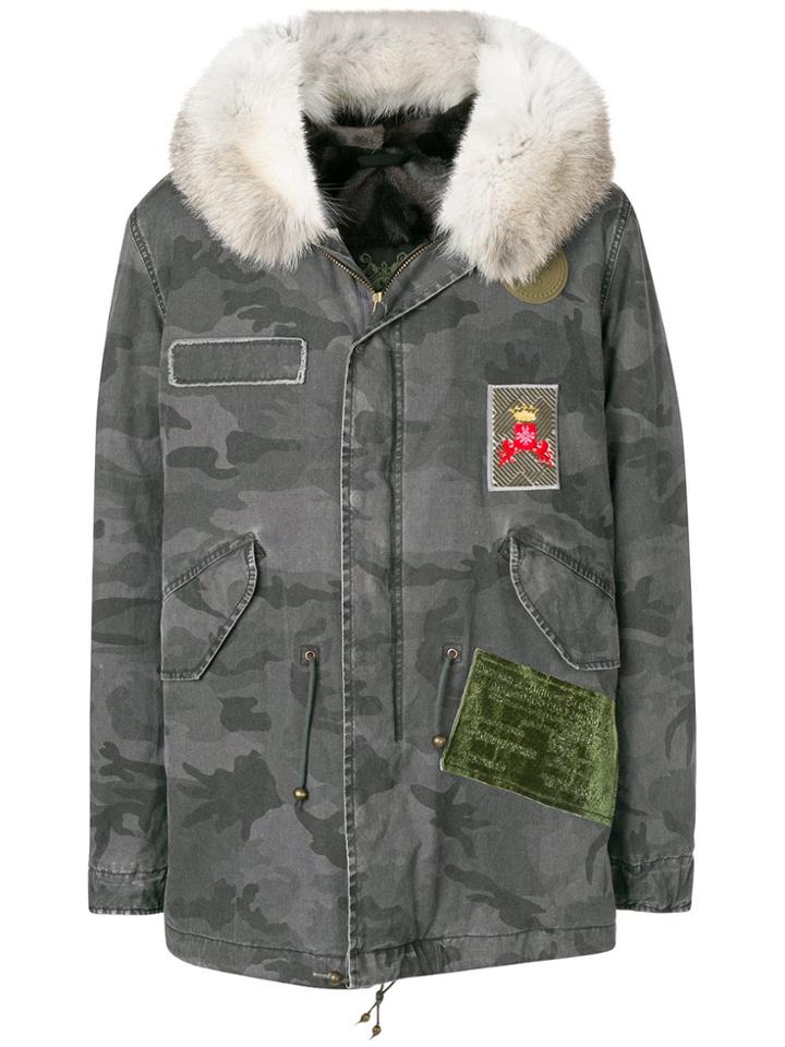 Mr & Mrs Italy Fur-trimmed Short Parka - Grey