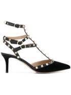 Valentino Rockstud Velvet Slingback Pumps - Black