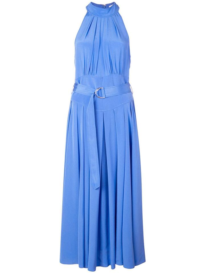 Dvf Diane Von Furstenberg Crepe De Chine Halterneck Dress - Blue