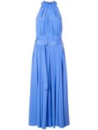 Dvf Diane Von Furstenberg Crepe De Chine Halterneck Dress - Blue