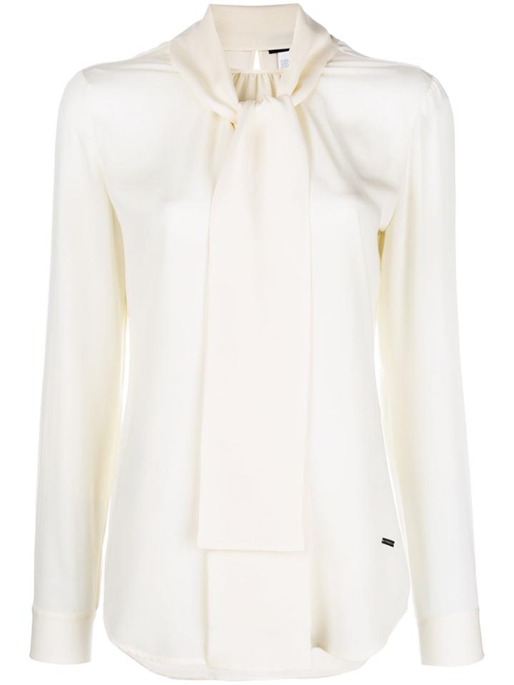 Dsquared2 Neck-tied Fitted Blouse - White