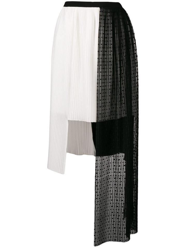 Parlor Pleated Asymmetric Skirt - White
