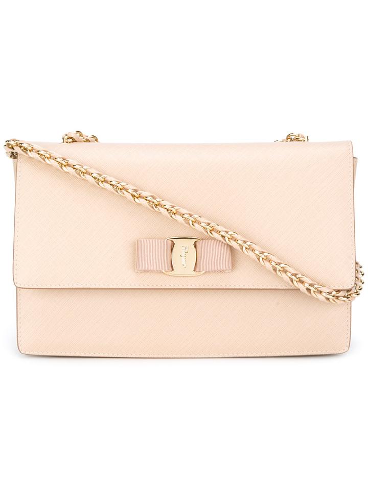 Salvatore Ferragamo Embellished Shoulder Bag, Women's, Nude/neutrals, Leather