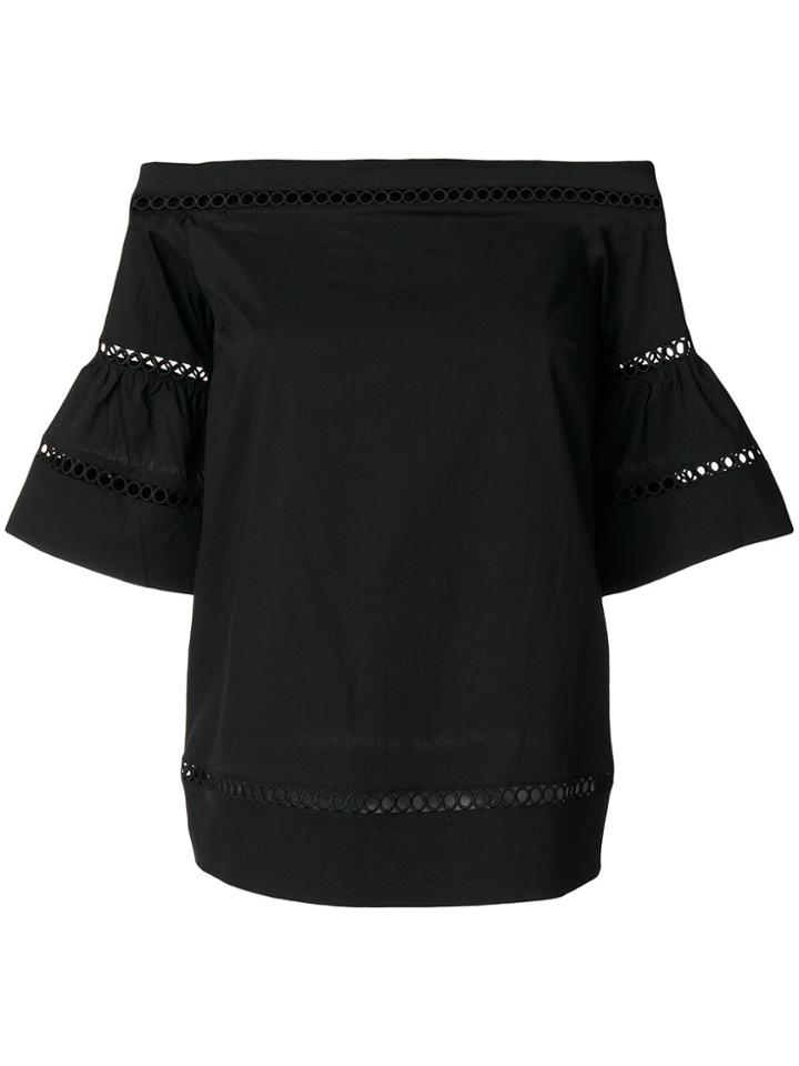 Michael Michael Kors Embroidered Off Shoulder Top - Black
