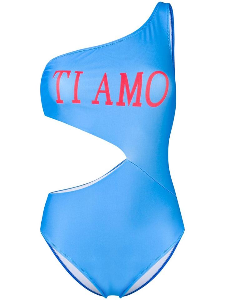 Alberta Ferretti One Shoulder Swimsuit - Blue