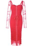 Dolce & Gabbana Ruched Lace-up Dress - Red