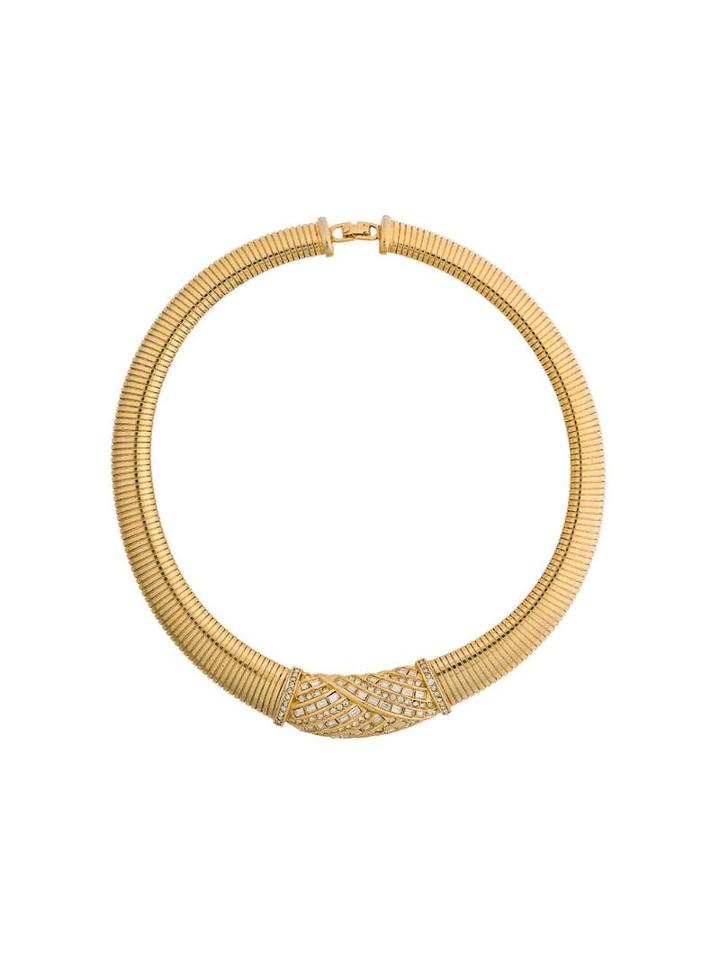 Christian Dior Pre-owned 1980s 18kt Gold Plated Brass Collar Necklace